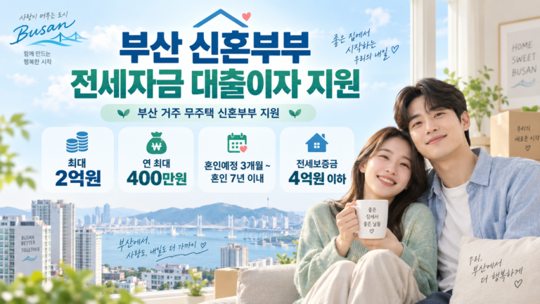 부산 신혼부부 전세자금 대출이자 지원