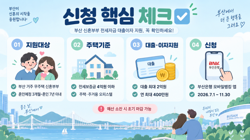 부산 신혼부부 전세대출 지원 핵심 체크