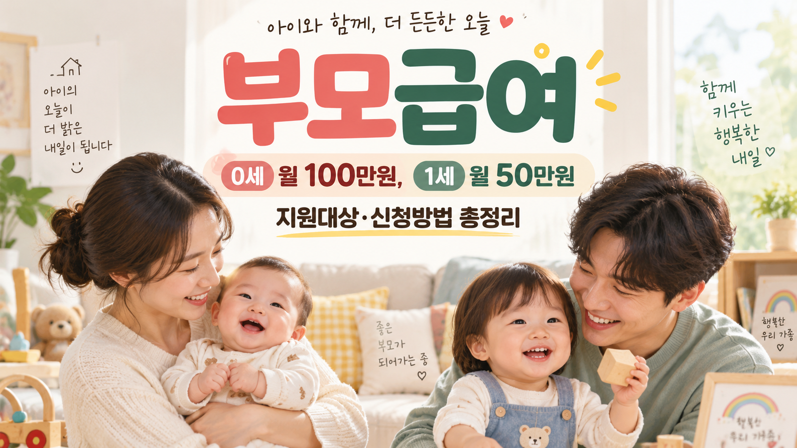 부모급여 0세 100만원 1세 50만원 안내