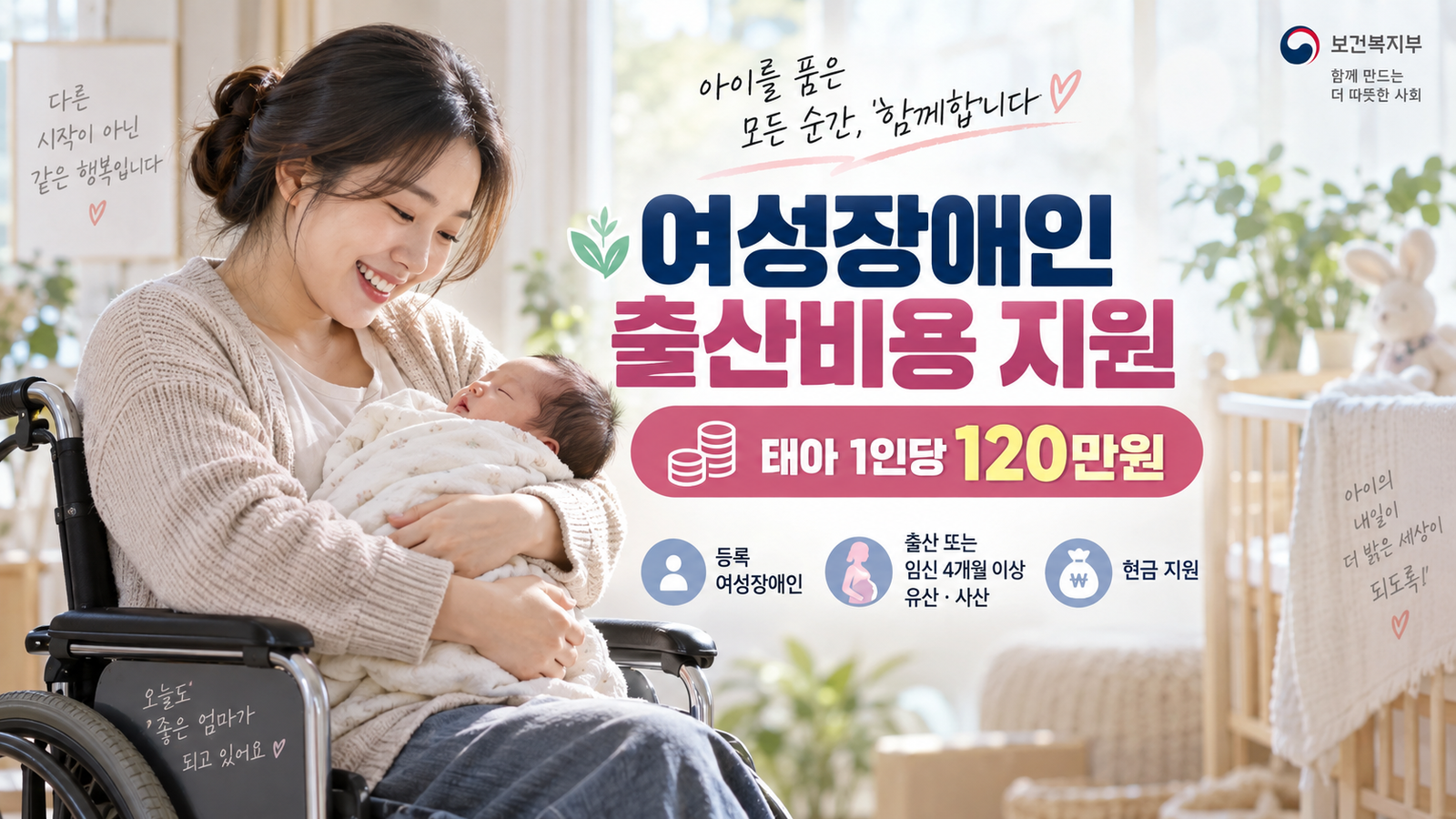 여성장애인 출산비용 태아 1인당 120만원 지원