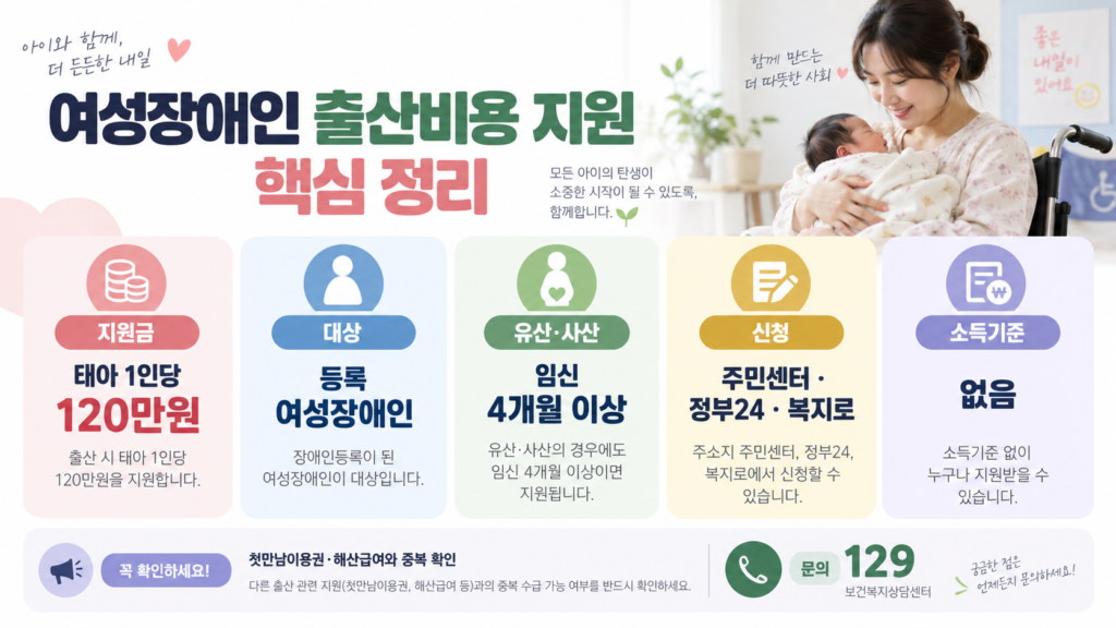 여성장애인 출산비용 지원대상 신청방법 핵심 정리
