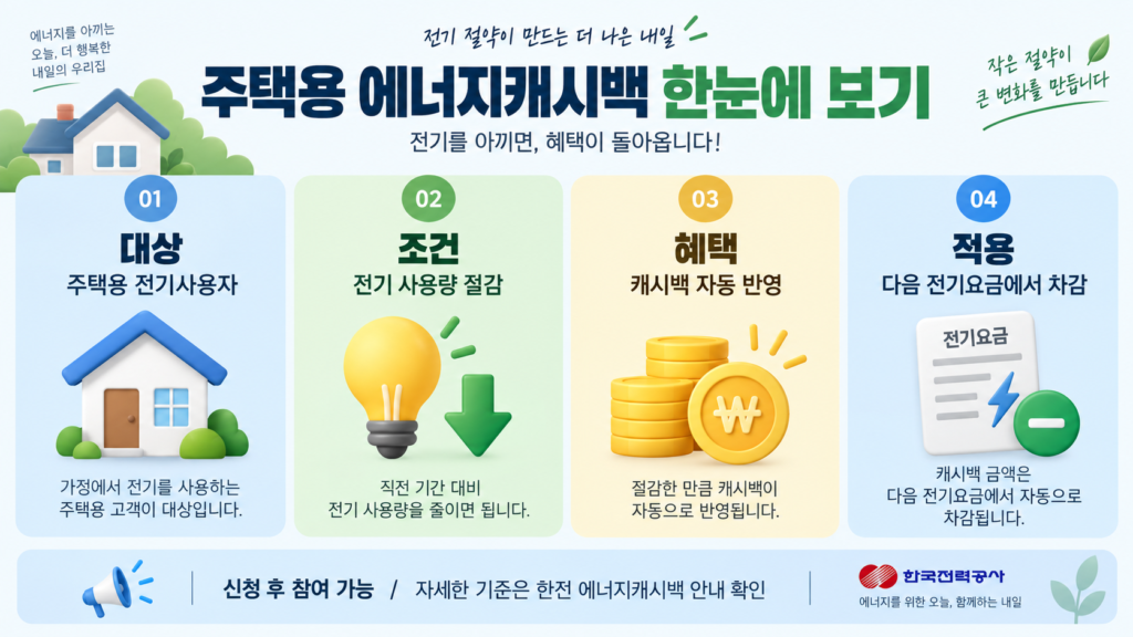 주택용 에너지캐시백 대상 조건 혜택 정리