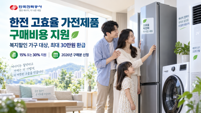 한전 고효율 가전제품 구매비용 최대 30만원 지원