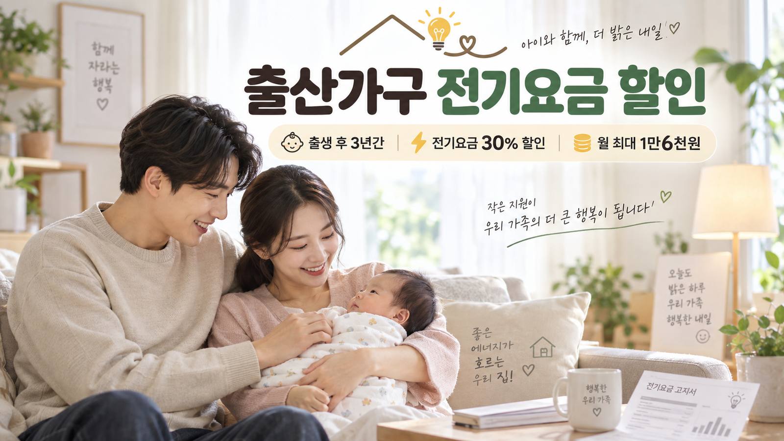 출산가구 전기요금 30% 할인 안내