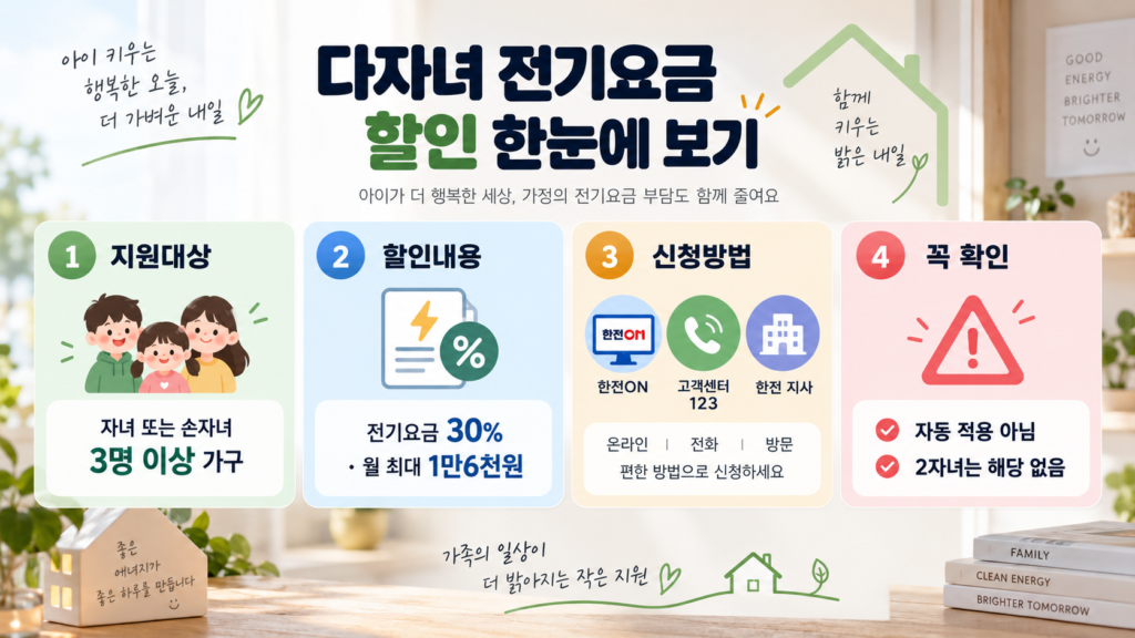 다자녀 전기요금 할인 대상 신청방법 핵심 정리