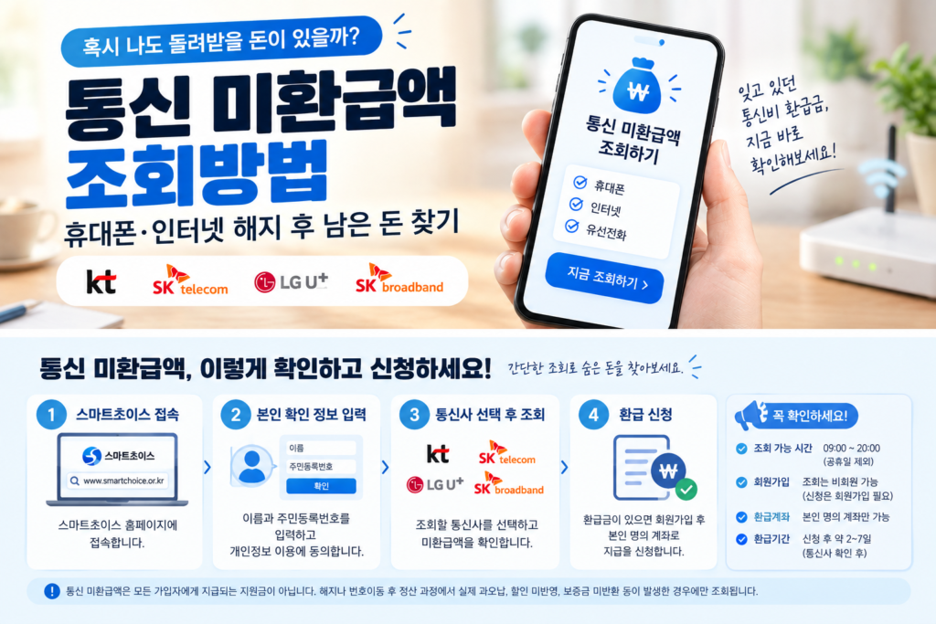 통신 미환급액 조회 본인인증 환급 신청 4단계 안내
