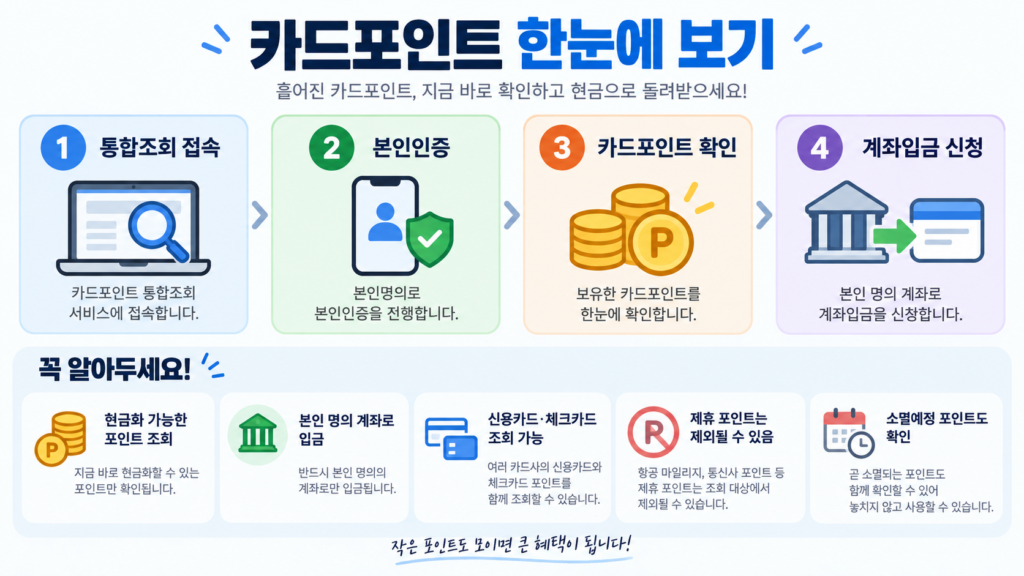 카드포인트 통합조회 본인인증 계좌입금 신청 핵심 정리