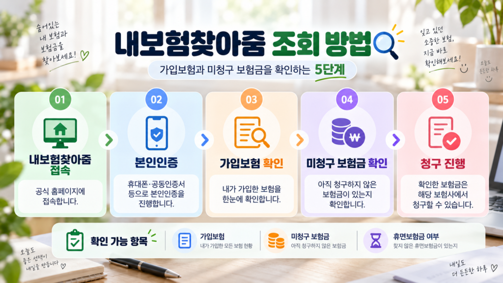 내보험찾아줌 가입보험·미청구 보험금 조회 5단계 안내