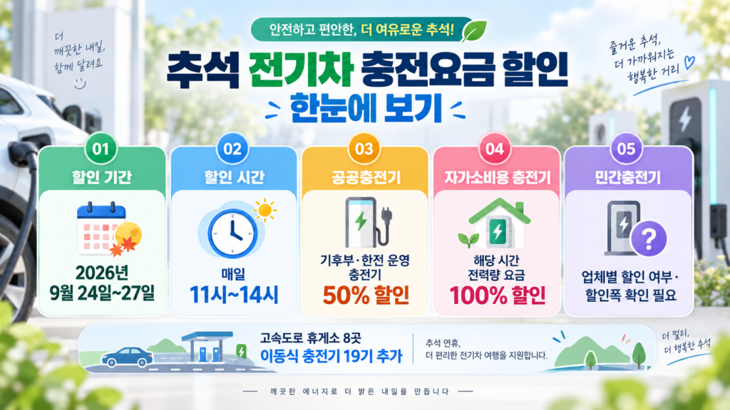 추석 전기차 충전요금 할인 조건 한눈에 보기