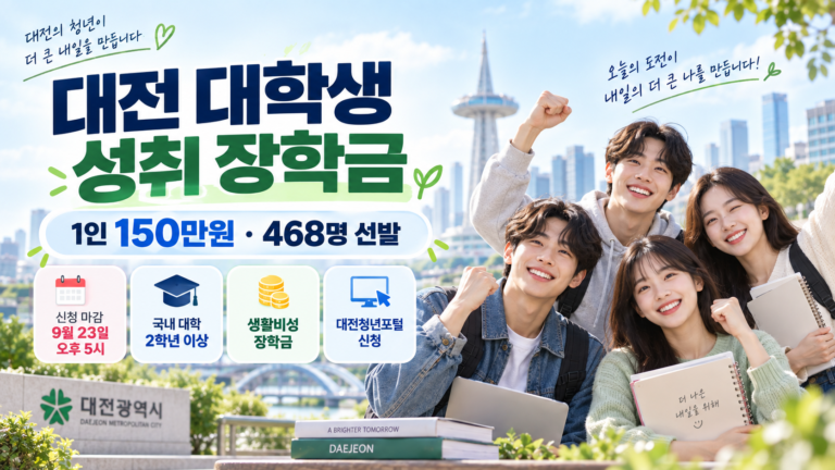 대전 대학생 성취 장학금 150만원 지원 안내