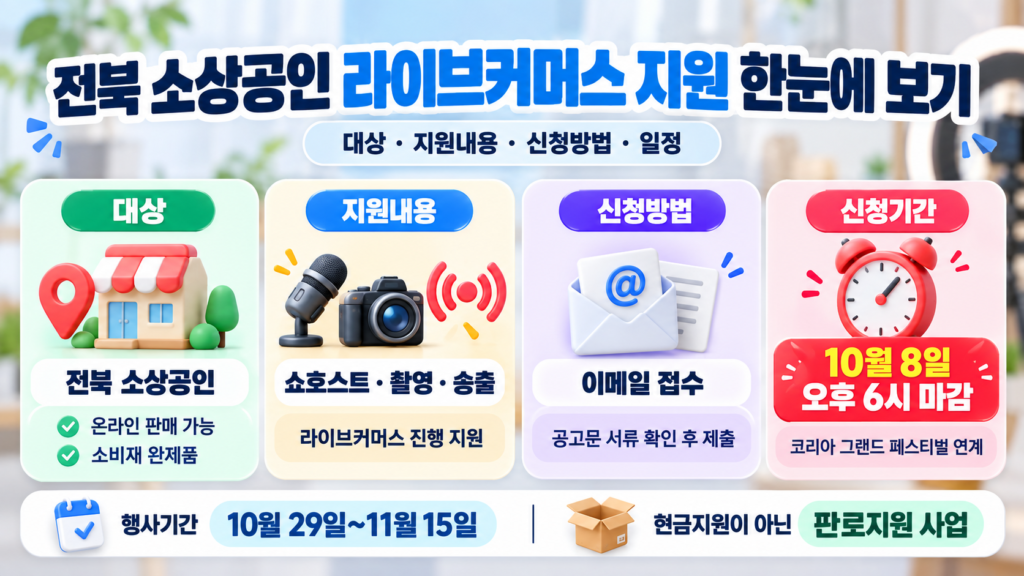 전북 소상공인 라이브커머스 신청조건 정리