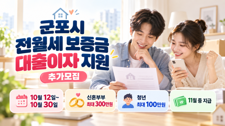 군포시 신혼부부·청년 전월세 보증금 대출이자 지원 추가모집 안내