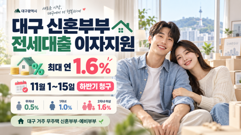 대구 신혼부부 전세대출 이자지원 최대 연 1.6% 안내