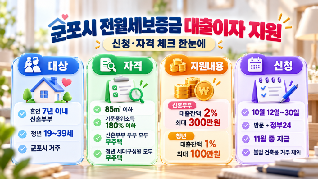 군포시 전월세 보증금 대출이자 지원 신청자격과 지원금액 안내